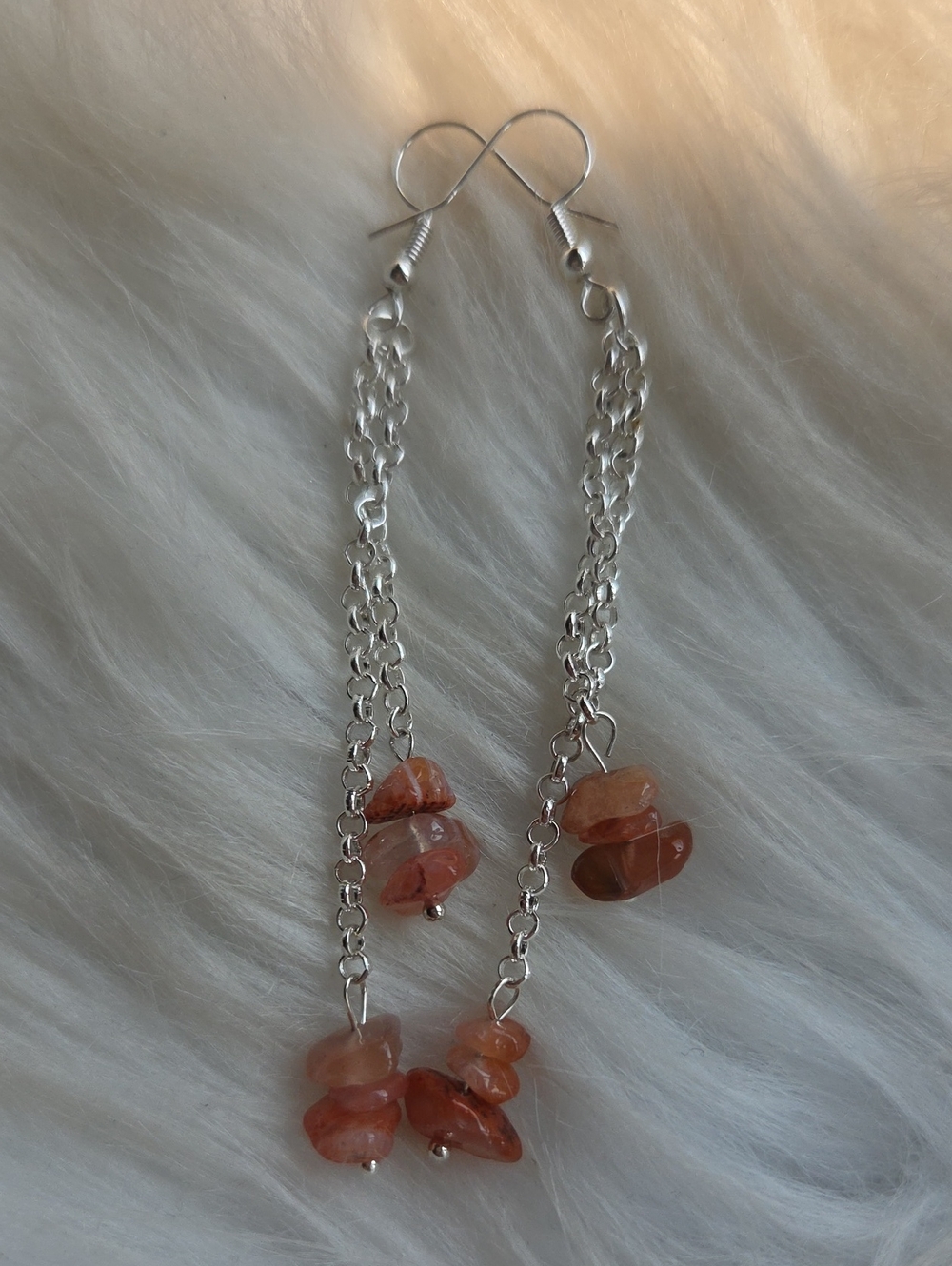 Handmade Orange Carnelian Chip Dangle Earrings
